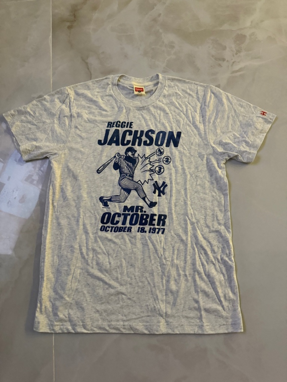 HOMAGE Reggie Jackson 'Mr. October' Graphic Tee - White/Blue